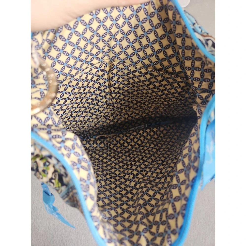 VERA BRADLEY Bali Blue Quilted Purse Blue/Brown Floral print Hobo Shoulder Bag